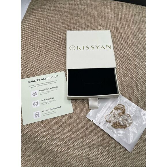 KissYan Bubble C Letter Necklace, 14K Gold Plated Balloon Initial Pendant Box Ch - Picture 3 of 6